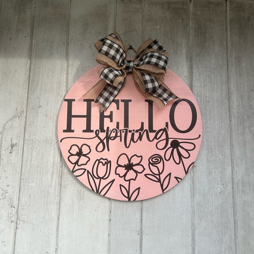 Pink 'Hello Spring' Wall Decor with Bow